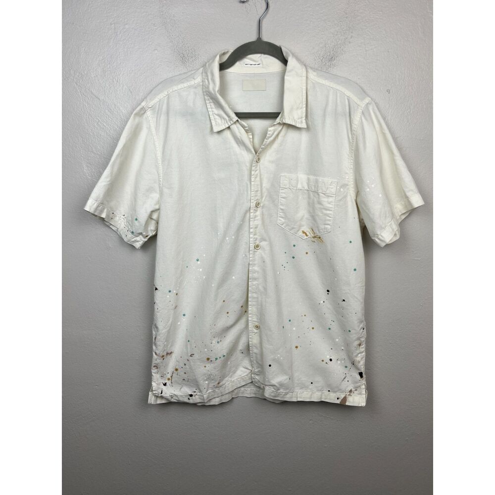 MOTHER Denim White Button Up Paint Splatter Shirt Top Women's Size Medium